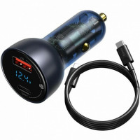 Автомобільний зарядний пристрій Baseus Particular Digital Display QC+PPS Car Charger 65W Dark Gray Cable(Type-C toType-C100W 1m) (Колір Темно-серый) - фото № 3