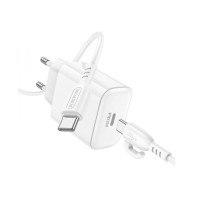 Мережевий зарядний пристрій BOROFONE BA81A single port PD20W charger set (Type-C to Type-C) (EU) White (Цвет Білий) - фото № 7