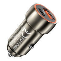 Автомобільний зарядний пристрій HOCO Z46A Blue whale PD20W+QC3.0 car charger Metal Gray (Цвет Metal Gray) - фото № 4
