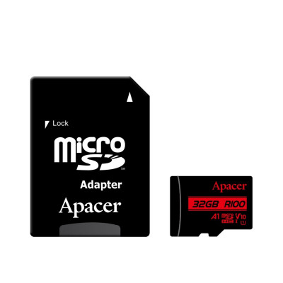 microSDHC (UHS-1) Apacer 32Gb class 10 V10 A1 R100MB/s (adapter SD) - зображення 1