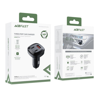 Автомобильное зарядное устройство ACEFAST B3 66W(USB-C+USB-C+USB-A) трехпортовое металлическое автомобильное зарядное устройство (AFB3B) - изображение 3