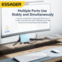 USB-хаб Essager Fengyang 4 in 1 Splitter (Type-C port)  grey (EHBC04-FY0G-P) (Цвет Gray) - фото № 3