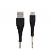 Кабель BOROFONE BX25 Powerful USB to Type-C 3A,1m, nylon, TPE connectors, Black (BX25CB)