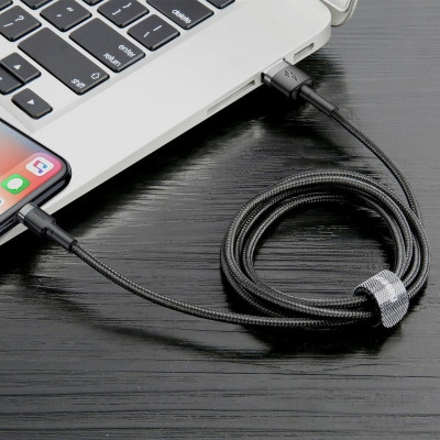 Кабель Baseus Cafule Cable USB For Lightning 2.4A 0.5m Gray+Black - изображение 6