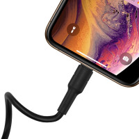Кабель BOROFONE BX30 USB to iP 2.4A, 1m, silicone, TPE connectors, Black (Цвет 7073) - фото № 2