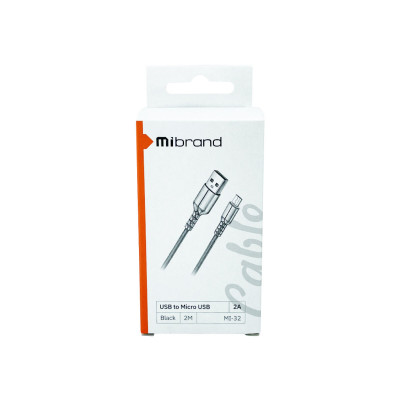 Кабель Mibrand MI-32 Nylon Charging Line USB для Micro 2A 2m Черный (MIDC/322MB) - изображение 2