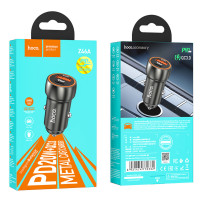 Автомобільний зарядний пристрій HOCO Z46A Blue whale PD20W+QC3.0 car charger Metal Gray (Цвет Metal Gray) - фото № 2