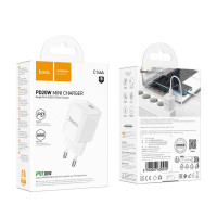 Мережевий зарядний пристрій HOCO C146A Charm single port PD20W charger (EU) White (Колір Білий) - фото № 2