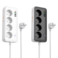 Мережевий подовжувач HOCO AC22 Sunlight 4-bit (PD30W/1C3A) desktop socket (EU/GER) White (Цвет 7068) - фото № 4
