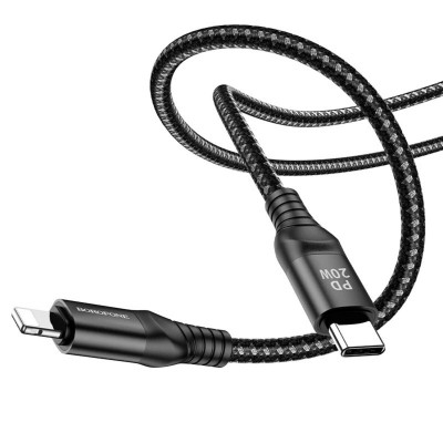 Кабель BOROFONE BX56 Delightful PD зарядный кабель для передачи данных для iP Black (BX56CLB) - изображение 1