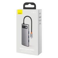 USB-хаб Baseus Metal Gleam Series 5-in-1 Multifunctional （Type-C to HDMI*1+USB3.0*3+PD*1) (Колір Gray) - фото № 8