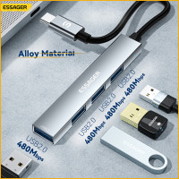USB-хаб Essager Fengyang 4 in 1 Splitter (Type-C port)  grey (EHBC04-FY0G-P) (Цвет Gray) - фото № 2