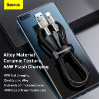 Кабель Baseus Cafule Series Metal Data Cable USB to Type-C 66W 0.25m Black (Цвет 7073) - фото № 8