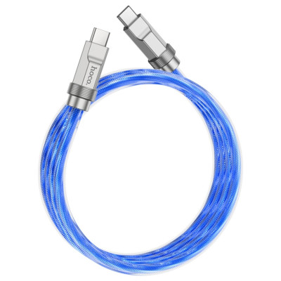 Кабель HOCO U113 Solid 100W silicone charging data cable Type-C to Type-C Blue (6931474790118) - зображення 3