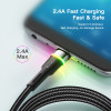 Кабель Essager Colorful LED USB-кабель для быстрой зарядки 2,4 А USB-A на Micro, 2 м, черный (EXCM-XCDA01) (EXCM-XCDA01) - изображение 4
