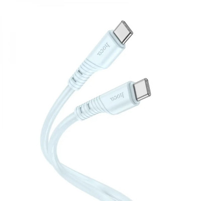 Кабель HOCO X97 Crystal color 60W silicone charging data cable Type-C to Type-C light blue (6931474799920) - зображення 1
