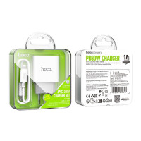Мережевий зарядний пристрій HOCO C76A Pro Majestic single port PD30W charger set (C to iP)(EU) White (Цвет Білий) - фото № 2