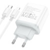 Мережевий зарядний пристрій HOCO C105A Stage dual port PD20W+QC3.0 charger set (C to iP)(EU) White (7068)- № 6