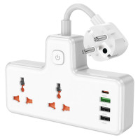 Мережевий подовжувач HOCO  AC12A Reise 2-position expansion socket(PD30W/1C3A) White (Цвет Белый) - фото № 3