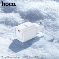 Мережевий зарядний пристрій HOCO C146A Charm single port PD20W charger (EU) White (Колір Білий) - фото № 6