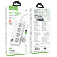 Мережевий подовжувач HOCO AC22 Sunlight 4-bit (PD30W/1C3A) desktop socket (EU/GER) White (Цвет 7068) - фото № 2