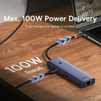 USB-хаб Baseus UltraJoy Series 6-Port HUB (Direct-Link Type) Space Grey（USB-C*2 to USB-C 40Gbps*1+USB3.0*3+SD/TF3.0*1） (Колір Space Gray) - фото № 5