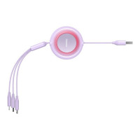 Кабель Baseus Bright Mirror 2 Series Retractable 3-in-1 Fast Charging  Data Cable USB to M+L+C 3.5A 1.1m Purple (Цвет Фиолетовый) - фото № 6