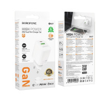 Мережевий зарядний пристрій BOROFONE BN27 Fuente PD20W+QC3.0 charger set (C to C) (EU) White (Колір Білий) - фото № 2