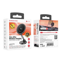 Автотримач для телефона з БЗП BOROFONE BH218 Star metal magnetic wireless fast charging car holder (center console) Metal Gray (Цвет Metal Gray) - фото № 2