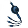 Кабель Baseus Bright Mirror 2 Series Retractable 3-in-1 Fast Charging  Data Cable Type-C to M+L+C 100W 1.1m Blue (Синий)- № 4