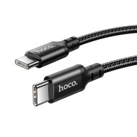 Кабель HOCO X14 Type-C to Type-C 60W, 1m, nylon, aluminum connectors, Black (Цвет 7073) - фото № 3