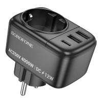 Мережевий фільтр BOROFONE BAC14 Wide 1-socket wall outlet (1C2A) (EU/GER) Black (Цвет 7073) - фото № 7