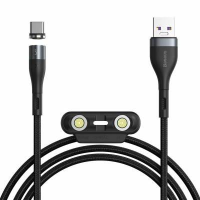 Кабель Baseus Zinc Magnetic Safe Fast Charging Data Cable USB to M+L+C 5A 1m Gray+Black - изображение 1