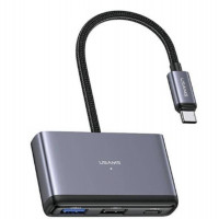 USB-хаб Usams US-SJ627 4in1 Multifunctional Type-C HUB dark grey Type-C*1+USB3.0*1+USB 2.0*2