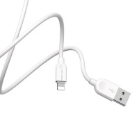 Кабель BOROFONE BX14 USB to iP 2.4A, 1m, PVC, TPE connectors, White (Колір 7068) - фото № 3