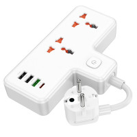 Мережевий подовжувач HOCO  AC12A Reise 2-position expansion socket(PD30W/1C3A) White (Цвет Белый) - фото № 4