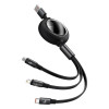 Кабель Baseus Bright Mirror 2 Series Retractable 3-in-1 Fast Charging  Data Cable USB to M+L+C 66W 1.1m Black (Черный)- № 3