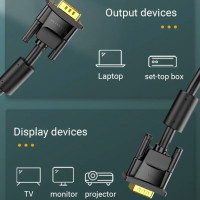 Кабель Vention VGA(3+6) Male to Male Cable with ferrite cores 3M Black (DAEBI) (Колір Black) - фото № 3