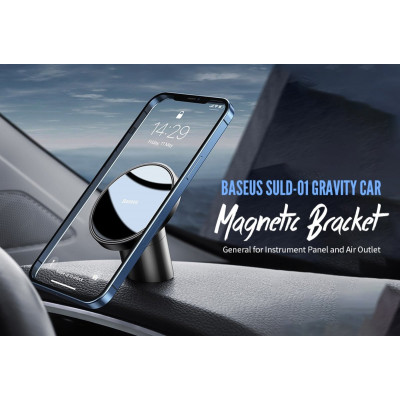 Тримач для мобiльного Baseus Magnetic Car Mount (For Dashboards and Air Outlets) Black (SULD-01) - изображение 2