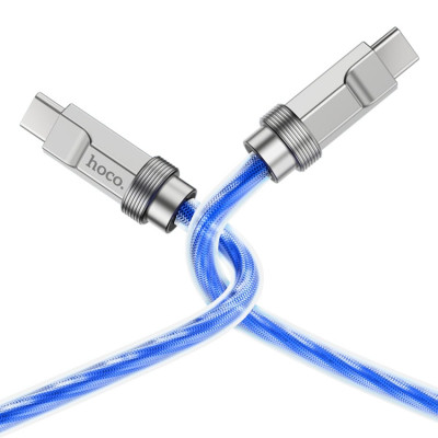 Кабель HOCO U113 Твердый силиконовый кабель для зарядки и передачи данных мощностью 100 Вт от Type-C до Type-C, синий (6931474790118) - изображение 2