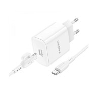 Мережевий зарядний пристрій BOROFONE BA81A single port PD20W charger set (Type-C to Type-C) (EU) White (Цвет Білий) - фото № 3