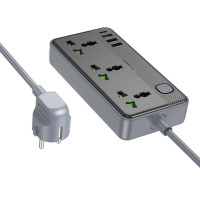 Мережевий подовжувач BOROFONE BAC2A Leya 3 position socket(1C3A)(EU) Black (Колір 7073) - фото № 3