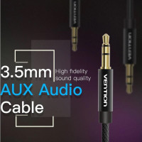 Аудіокабель Vention Fabric Braided 3.5mm Male to Male Audio Cable 2M Black Metal Type (BAGBH) (Цвет 7073) - фото № 8