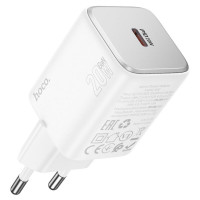 Мережевий зарядний пристрій HOCO N40 Mighty single port PD20W charger White (Цвет Білий) - фото № 2