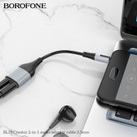 Перехідник BOROFONE BL19 Creator 2-in-1 audio adapter cable 3.5mm Black (Колір 7073) - фото № 8