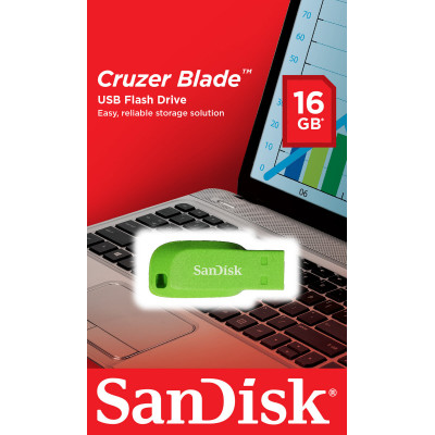 Flash SanDisk USB 2.0 Cruzer Blade 16Gb Green Electric - зображення 1