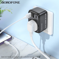 Мережевий фільтр BOROFONE BAC14 Wide 1-socket wall outlet (1C2A) (EU/GER) Black (Цвет 7073) - фото № 8