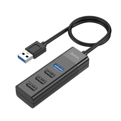 Кабель-перехiдник HOCO HB25 Easy mix 4-in-1 converter(USB to USB3.0+USB2.0*3) Black - изображение 1