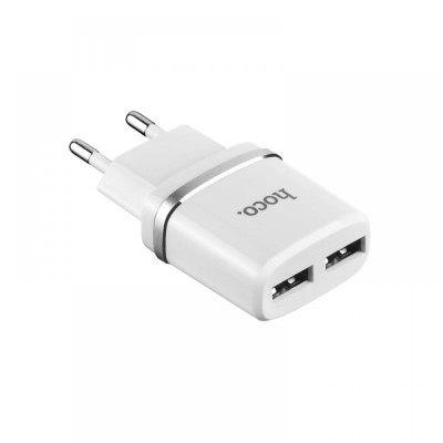 Мережевий зарядний пристрій HOCO C12 Smart dual USB (Micro cable)charger set White (6957531047773) - зображення 2