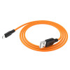 Кабель HOCO X21 Plus USB to iP 2.4A, 1m, silicone, silicone connectors, Black+Orange - зображення 4